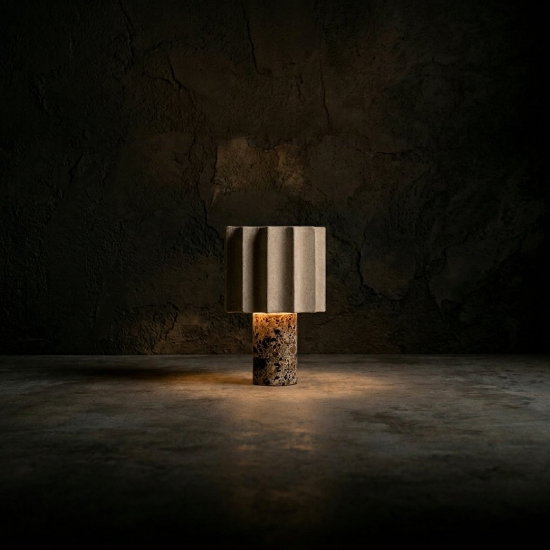 Wabi-Sabi Marble Base Table Lamp — Coffee