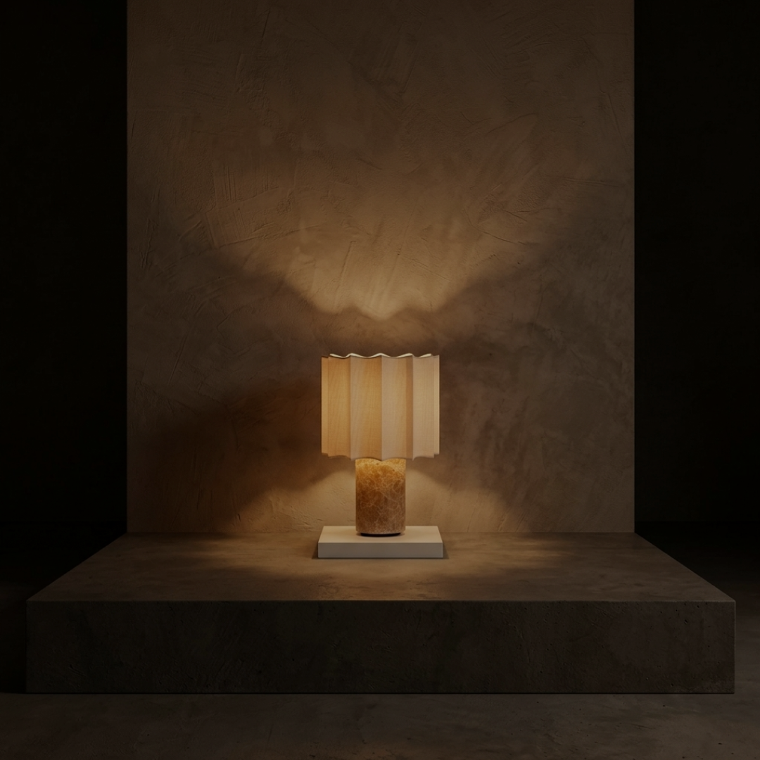 Wabi-Sabi Marble Base Table Lamp — Brown