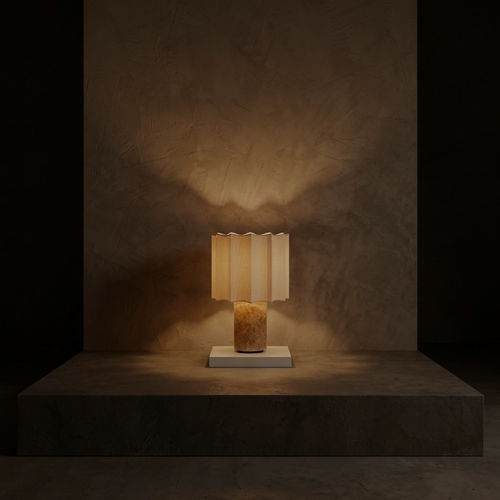 Wabi-Sabi Marble Base Table Lamp — Brown