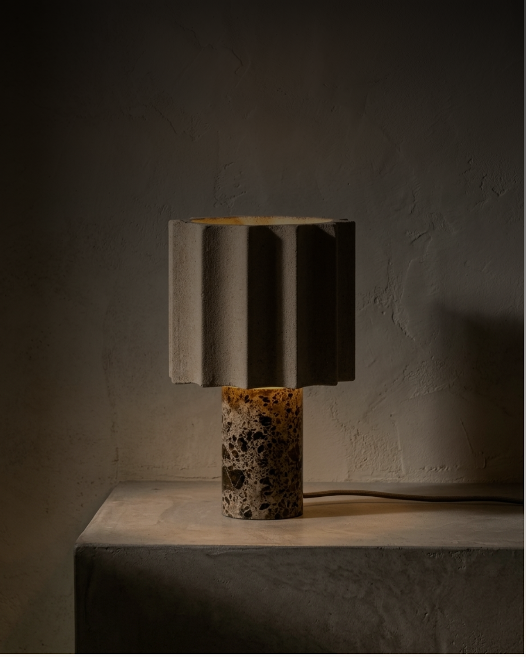 Wabi-Sabi Marble Base Table Lamp — Coffee
